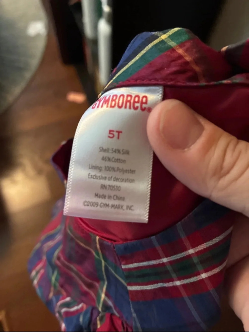 Gymboree Red and Navy Tartan Puff-Sleeve Holiday Dress